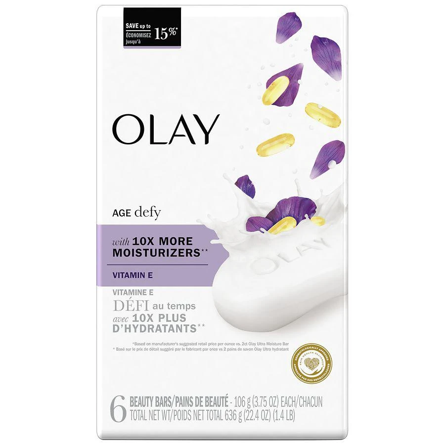 商品Olay|Age Defy Bar Soap, Vitamin E 6 bars, 3.75 oz each,价格¥69,第1张图片