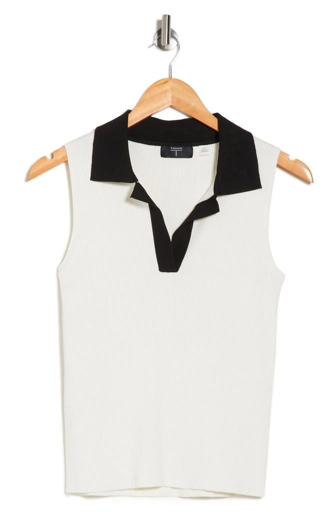 商品Tahari|Contrast Collar Sleeveless Polo Sweater,价格¥76,第3张图片详细描述