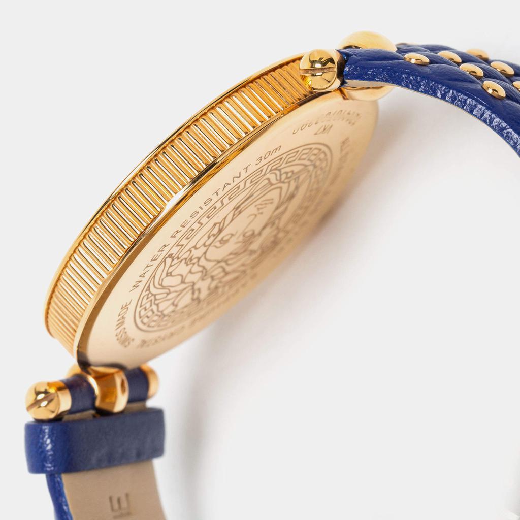 Versace Blue Rose Gold Plated Stainless Steel Leather Vanitas VK7040013 Women's Wristwatch 40 mm商品第7张图片规格展示