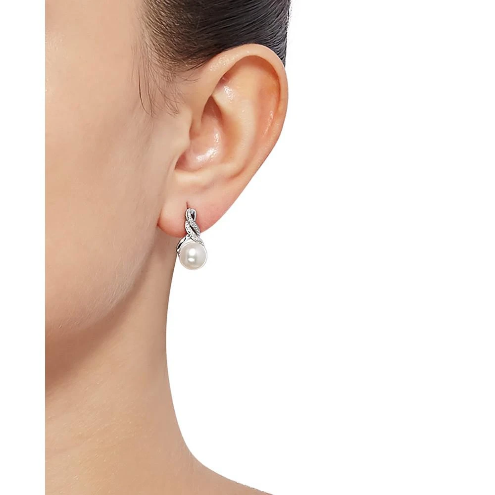 商品Macy's|Cultured Freshwater Pearl (8 & 9mm) and Diamond Accent Pendant Necklace and Earrings Set in Sterling Silver or 14k Gold Over Silver,价格¥928,第4张图片详细描述