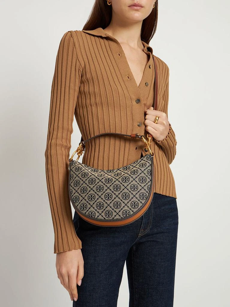 商品Tory Burch|T Monogram Jacquard Mini Crescent Bag,价格¥3048,第1张图片详细描述