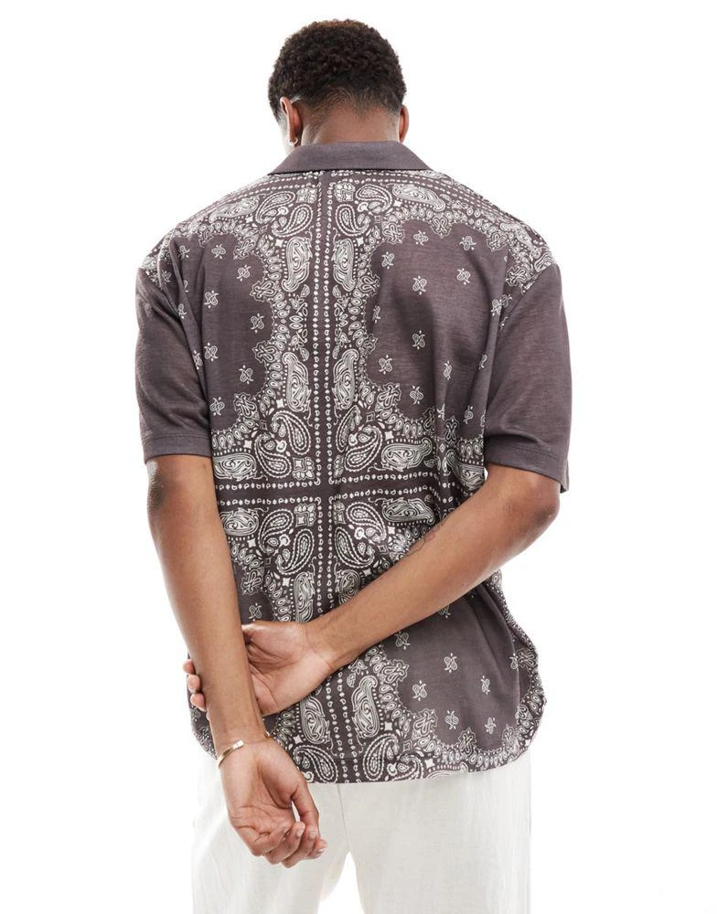 商品ASOS|ASOS DESIGN oversized revere polo in paisley all over print,价格¥73,第3张图片详细描述