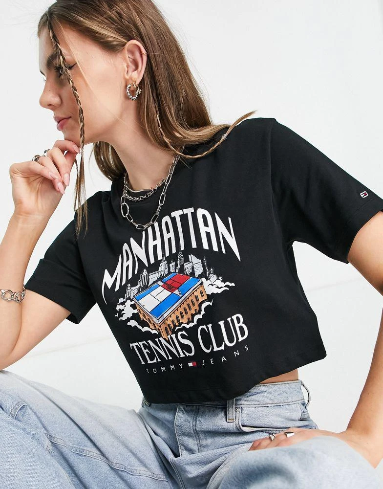 商品Tommy Jeans|Tommy Jeans cotton super crop t-shirt in black - BLACK,价格¥233,第4张图片详细描述