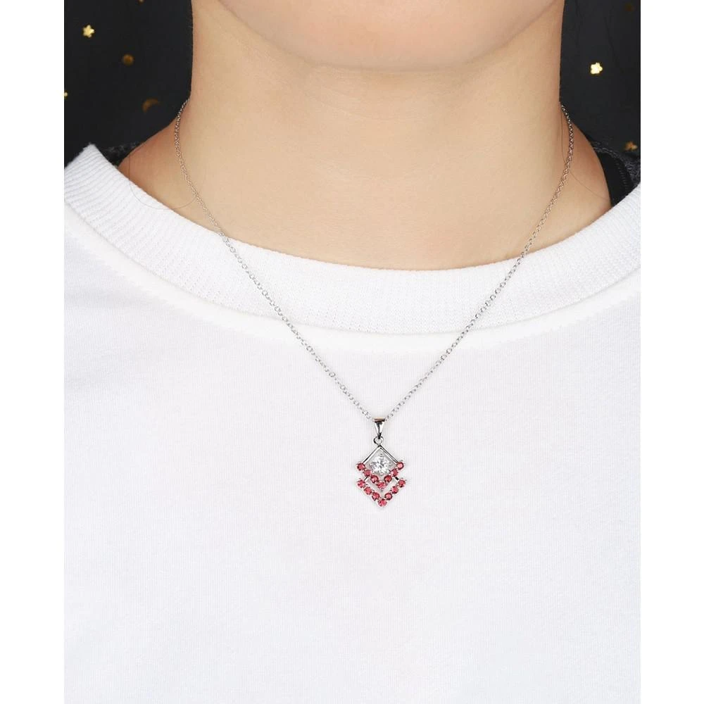 商品A&M|Silver-Tone Ruby Accent Triangle Pendant Necklace,价格¥126,第3张图片详细描述