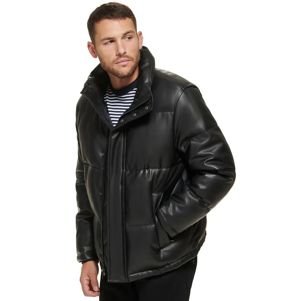 商品Calvin Klein|Men's Faux Leather Classic Puffer Jacket,价格¥2212,第4张图片详细描述
