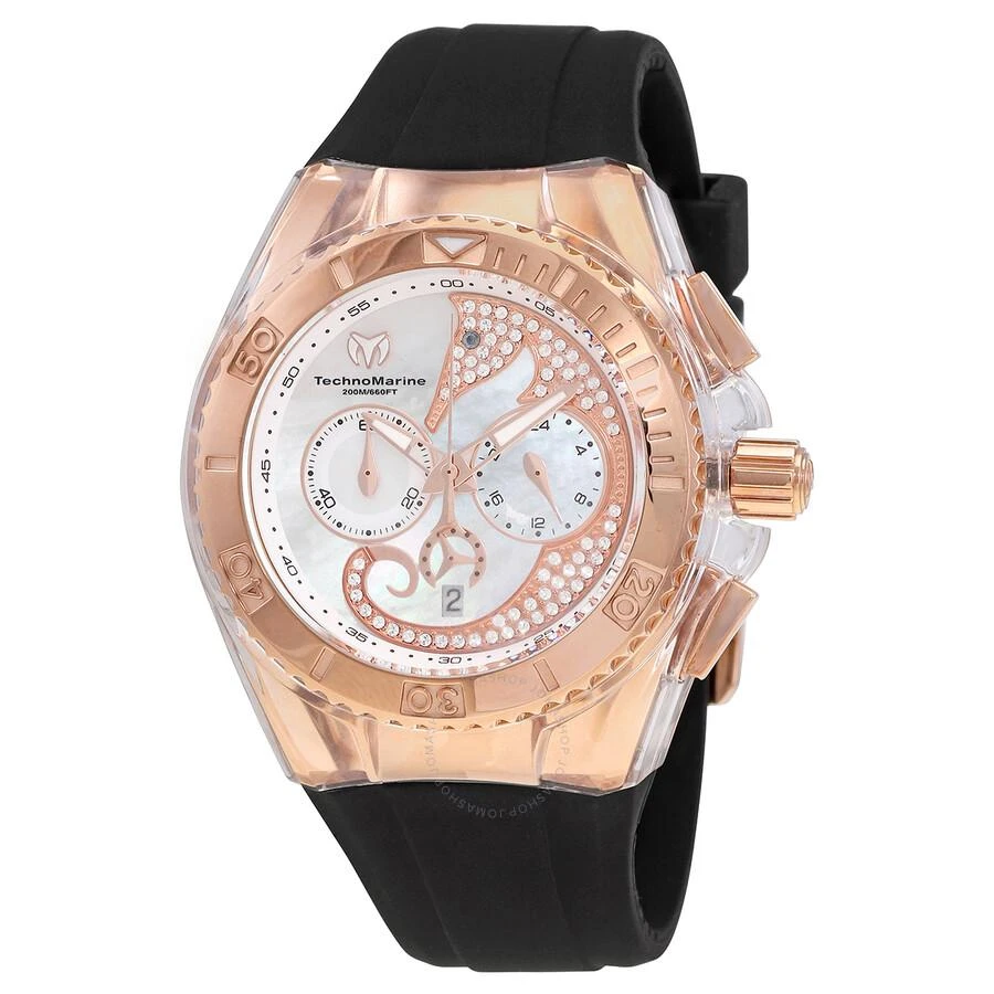 商品TechnoMarine|Cruise Chronograph Quartz White Mother of Pearl Dial Ladies Watch TM-119020,价格¥710,第1张图片