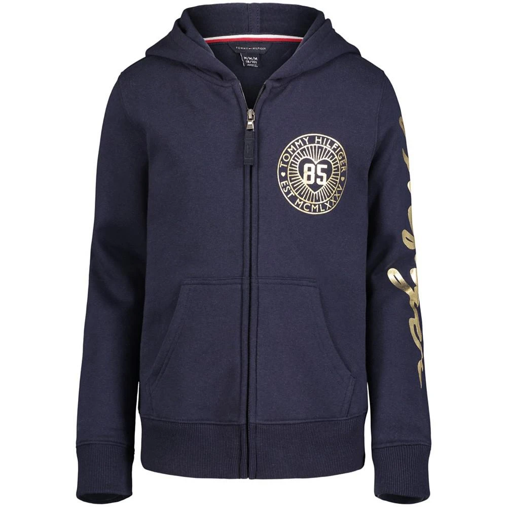 商品Tommy Hilfiger|Big Girls Fleece Signature Zip-Up Hoodie,价格¥129,第1张图片