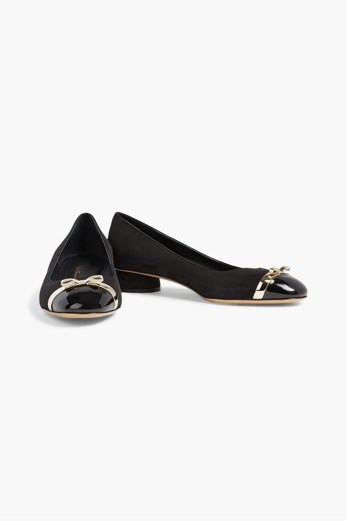 商品Salvatore Ferragamo|Vulci bow-embellished patent leather and suede ballet flats,价格¥3260,第2张图片详细描述