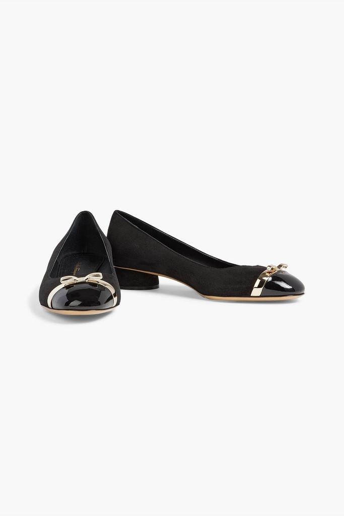 商品Salvatore Ferragamo|Vulci bow-embellished patent leather and suede ballet flats,价格¥3205,第4张图片详细描述