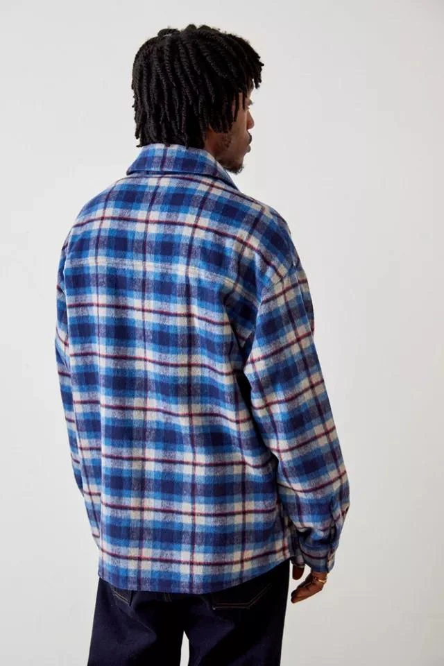 商品BDG|BDG Blue Brushed Fleece Check Shirt,价格¥340,第4张图片详细描述