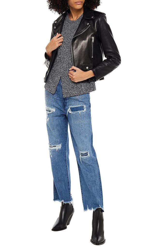 Jules crystal-embellished distressed high-rise straight-leg jeans商品第4张图片规格展示
