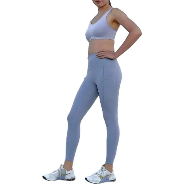 商品[国内直发] NIKE|[预售3天]Universa 启程系列 纯色速干高腰口袋九分紧身运动长裤 女款 灰石板蓝,价格¥142,第5张图片详细�描述