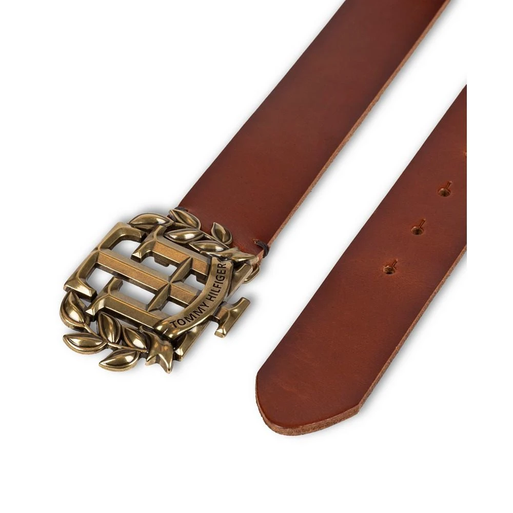 商品Tommy Hilfiger|Men's Iconic Monogram Crest Plaque Buckle Leather Belt,价格¥324,第4张图片详细描述