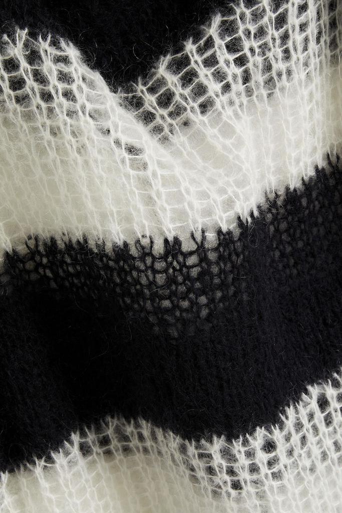 Oversized striped open-knit mohair-blend sweater商品第4张图片规格展示