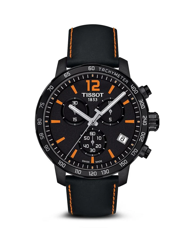 商品Tissot|Quickster Men's Quartz Chronograph Black and Orange Dial Watch, 42mm,价格¥2355,第1张图片详细描述