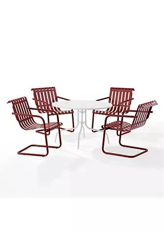 商品Crosley Furniture|Furniture Crosley Furniture Ko10018re Gracie Outdoor Metal Dining Set For Dining Table 4 Armchairs Dark Red Satin White Satin   5 Piece,价格¥5608,第1张图片