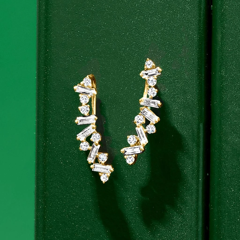 商品Ross-Simons|Ross-Simons Round and Baguette Diamond Ear Climbers in 14kt Yellow Gold,价格¥6336,第2张图片详细描述