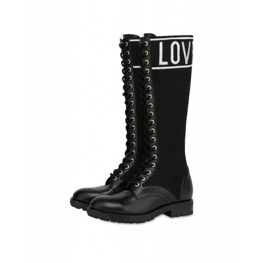 商品Love Moschino|Daily Love Leather And Jersey Boots,价格¥3534,第1张图片