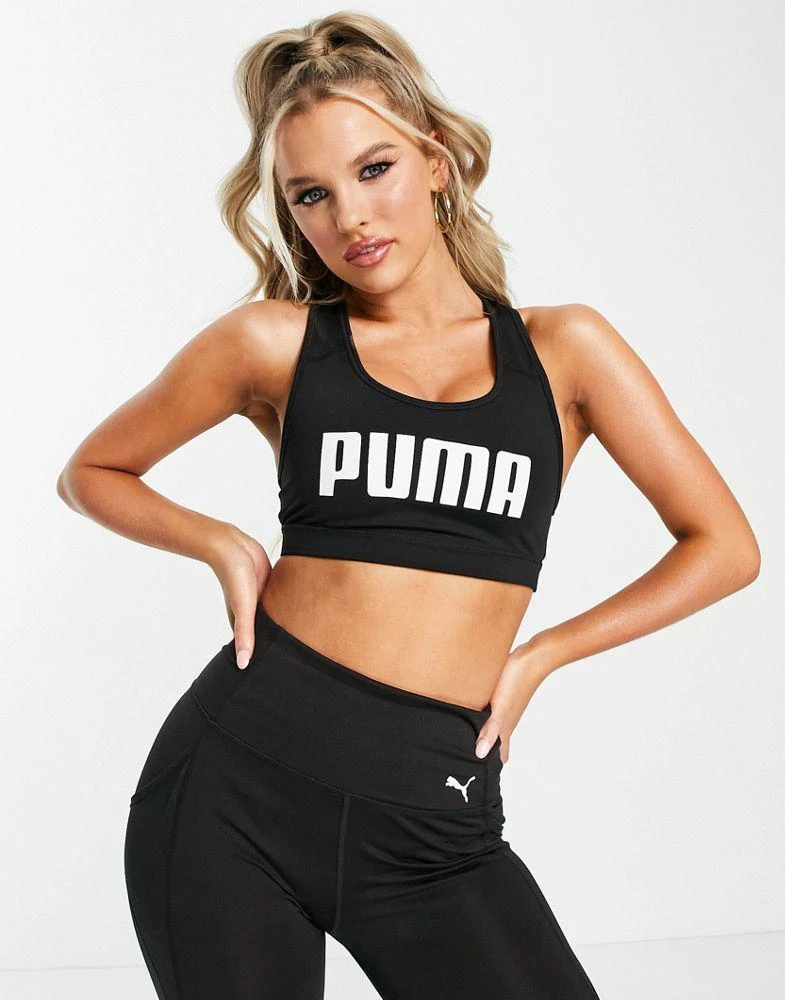 商品Puma|Puma Training 4Keeps mid support sports bra in black,价格¥114,第4张图片详细描述