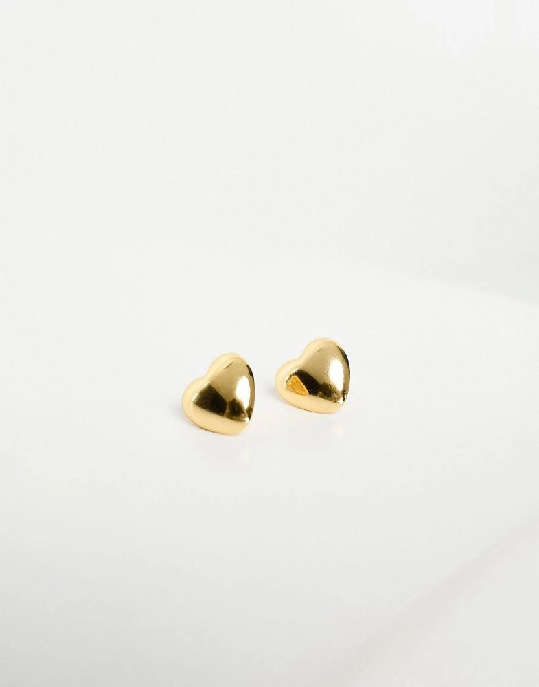 商品ASOS|ASOS DESIGN 14k gold plated stud earrings with puff heart design,价格¥95,第3张图片详细描述
