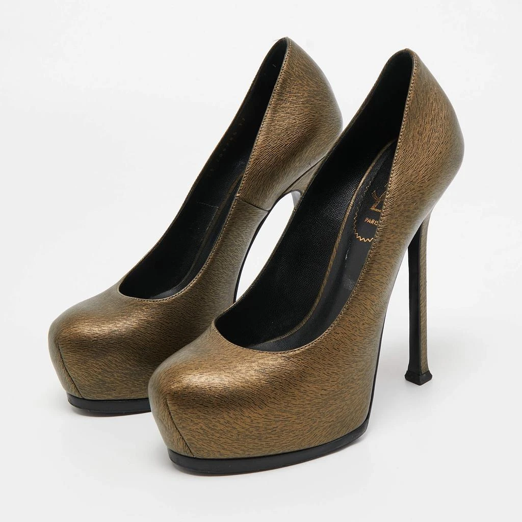 商品[二手商品] Yves Saint Laurent|Saint Laurent Two Tone Textured Leather Tribtoo Pumps Size 37,价格¥894,第2张图片详细描述