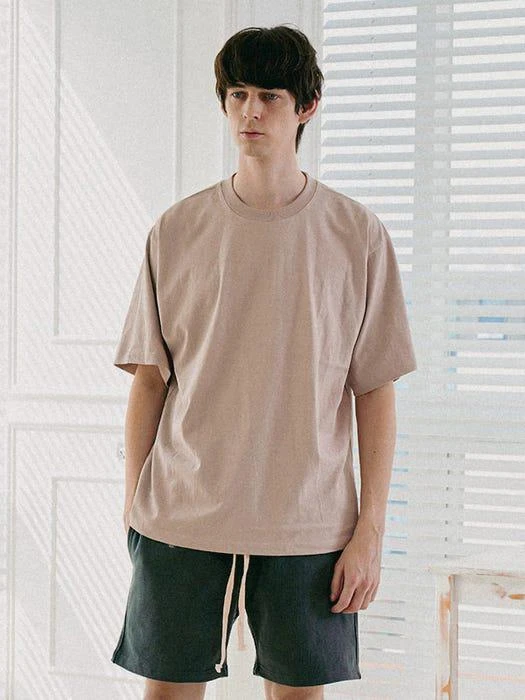 商品PAPERBOY|Basic Essential Chain Short Sleeve T Shirt Beige,价格¥407,第2张图片详细描述