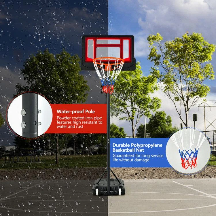 商品Hivvago|4.3-8.2 FT Portable Basketball Hoop with Adjustable Height and Wheels-Red,价格¥916,第3张图片详细描述