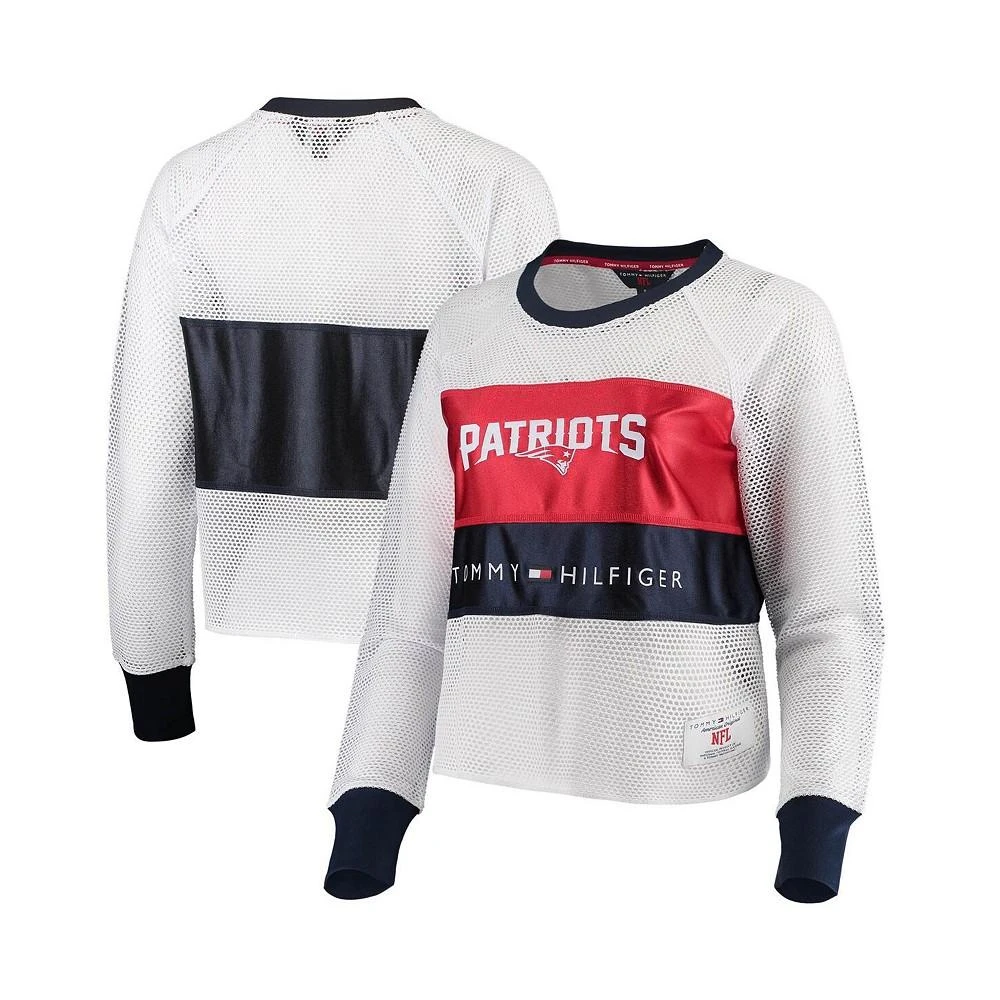 商品Tommy Hilfiger|Women's White and Red New England Patriots Mesh Raglan Long Sleeve T-shirt,价格¥337,第2张图片详细描述