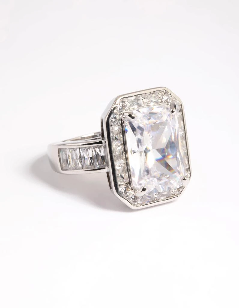 商品Lovisa|Rhodium Cubic Zirconia Emerald Cut Ring,价格¥180,第1张图片