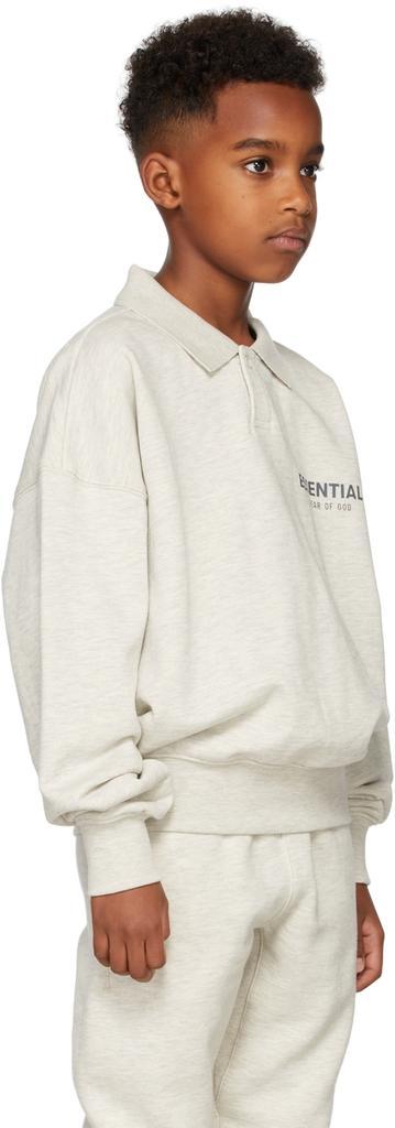 商品Essentials|Kids Off-White French Terry Long Sleeve Polo,价格¥305,第5张图片详细描述