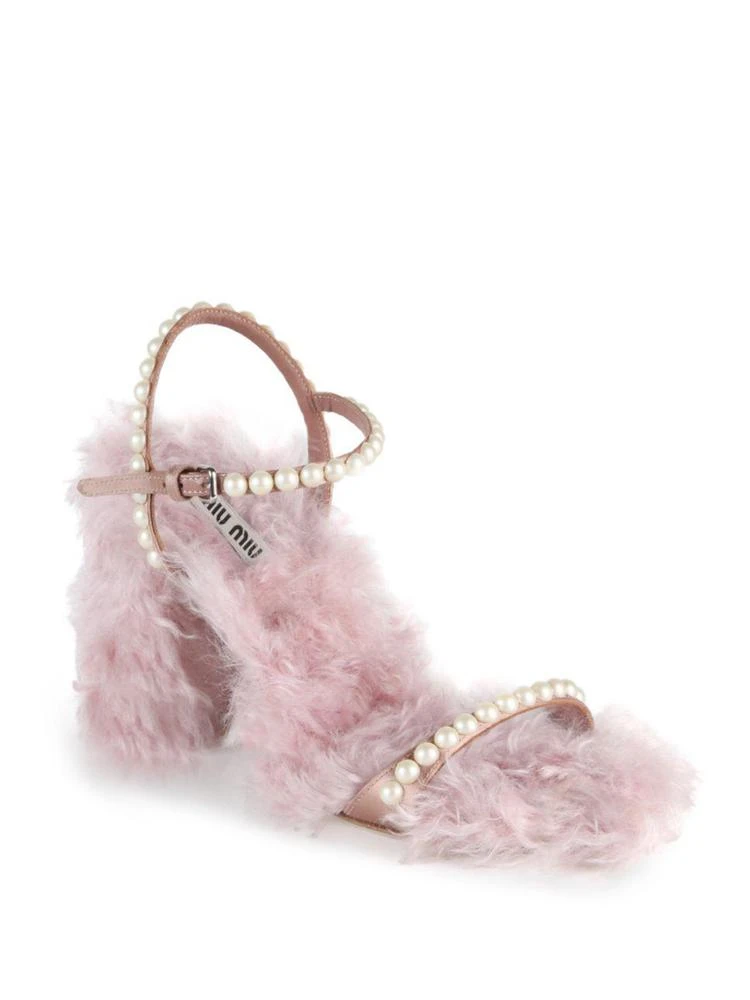 商品Miu Miu|Embellished Eco Shearling Ankle-Strap Sandals,价格¥5925,第1张图片