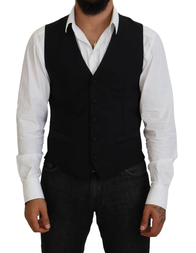 商品Dolce & Gabbana|Dolce & Gabbana Black Virgin Wool Waistcoat Formal Vest,价格¥2792,第1张图片