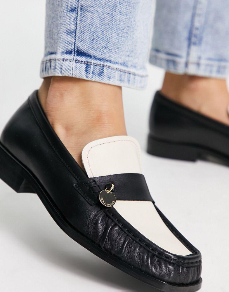 商品& Other Stories|& Other Stories leather two tone loafer shoes in black and cream,价格¥822,第5张图片详细描述