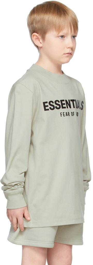 商品Essentials|SSENSE Exclusive Kids Green Logo Long Sleeve T-Shirt,价格¥318,第5张图片详细描述