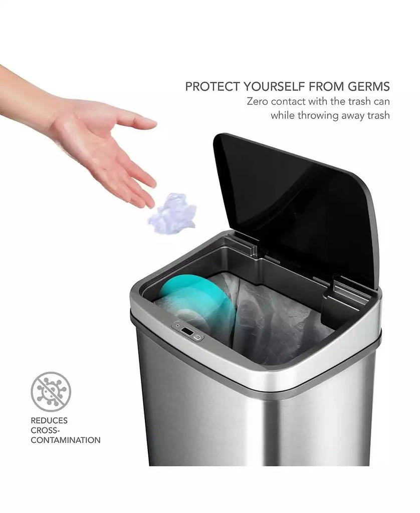 Nine Stars 13.2 Gallon Stainless Steel Sensor Trash Can with Gun Metal Trim 商品