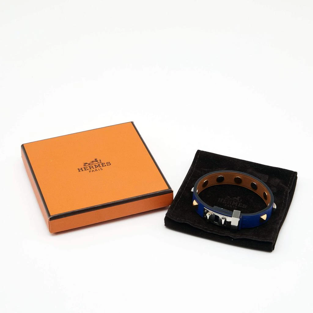 商品[二手商品] Hermes|Hermes Mini Dog Clous Carres Purple Leather Two Tone Studded  Bracelet,价格¥3098,第5张图片详细描述