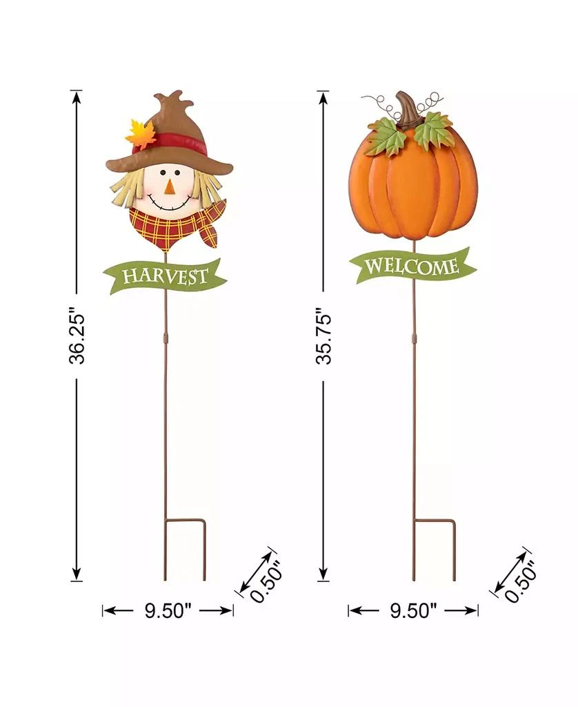 商品Glitzhome|36.25" H Fall Metal Scarecrow Pumpkin Yard Stake, Set of 2,价格¥245,第3张图片详细描述