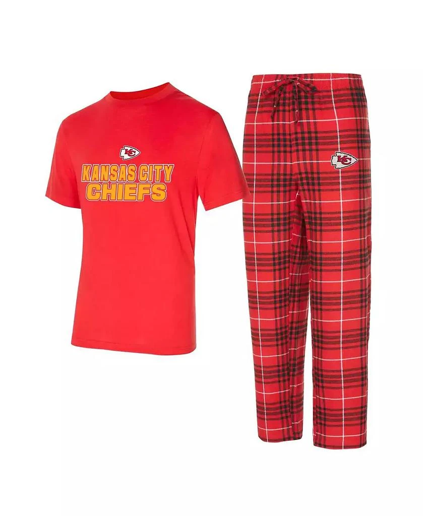 商品Concepts Sport|Men's Red/Black Kansas City Chiefs Vector T-Shirt Flannel Pants Sleep Set,价格¥450,第1张图片