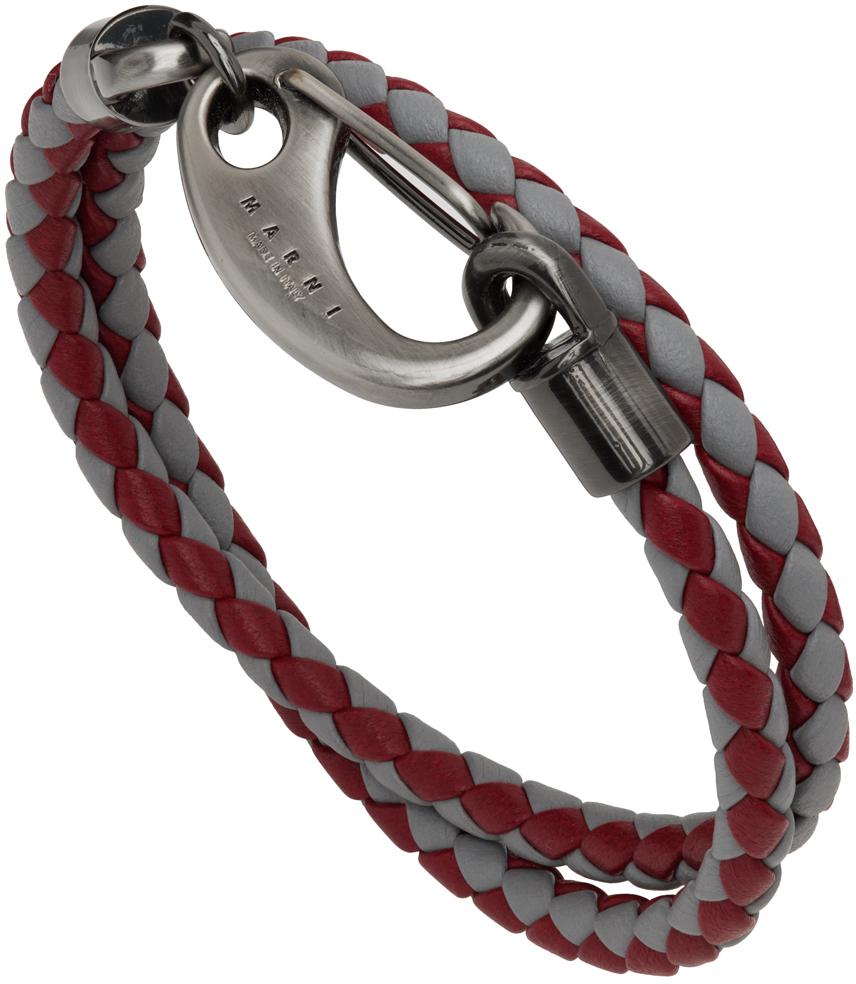 Red & Gray Double Wrap Braided Bracelet商品第1张图片规格展示