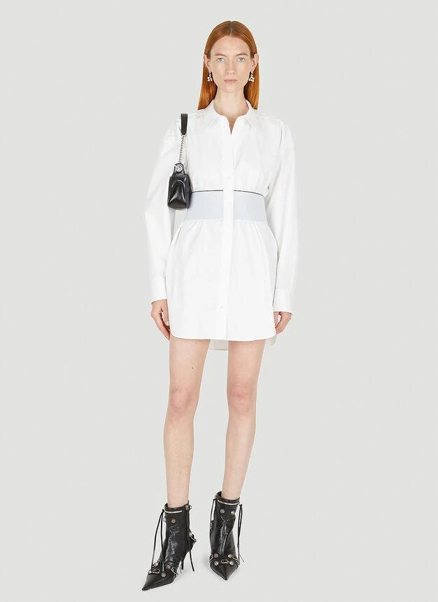 商品Alexander Wang|Logo Jacquard Waist Shirt Dress in White,价格¥3512,第2张图片详细描述