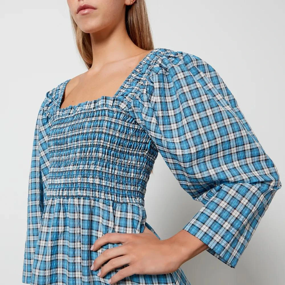 商品Ganni|Ganni Women's Seersucker Check Dress Midi Dress,价格¥1053,第4张图片详细描述