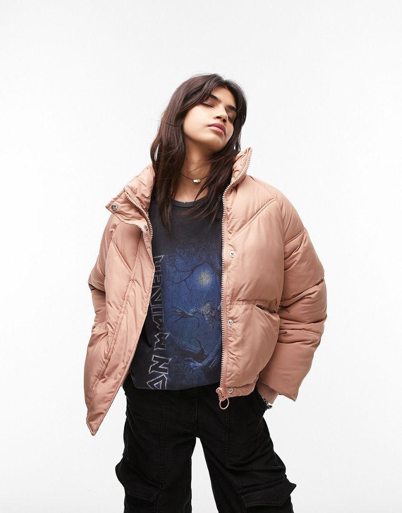 商品Topshop|Topshop padded puffer jacket in blush,价格¥445,第1张图片