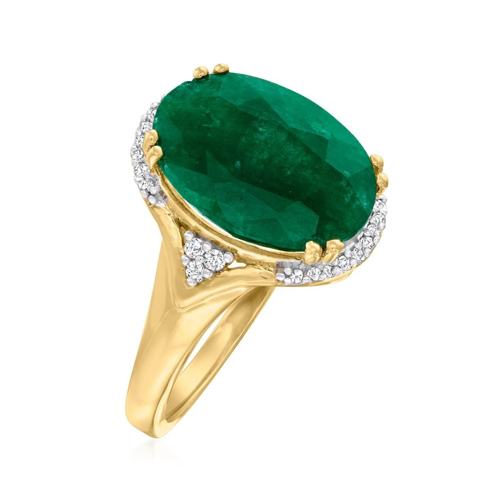 商品Ross-Simons|Emerald Ring With Diamond Accents in 18kt Gold Over Sterling,价格¥1019,第3张图片详细描述