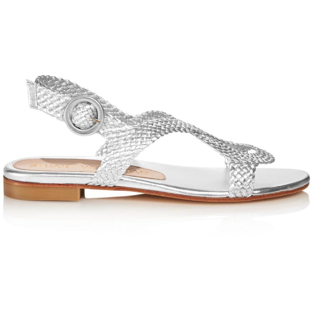 Stuart Weitzman Womens Teodora Leather Woven Slingback Sandals商品第4张图片规格展示