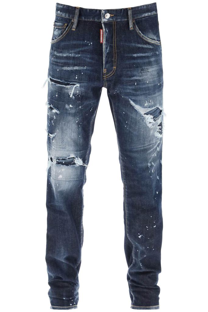 Dsquared2 dark ripped bleach wash cool guy jeans商品第1张图片规格展示