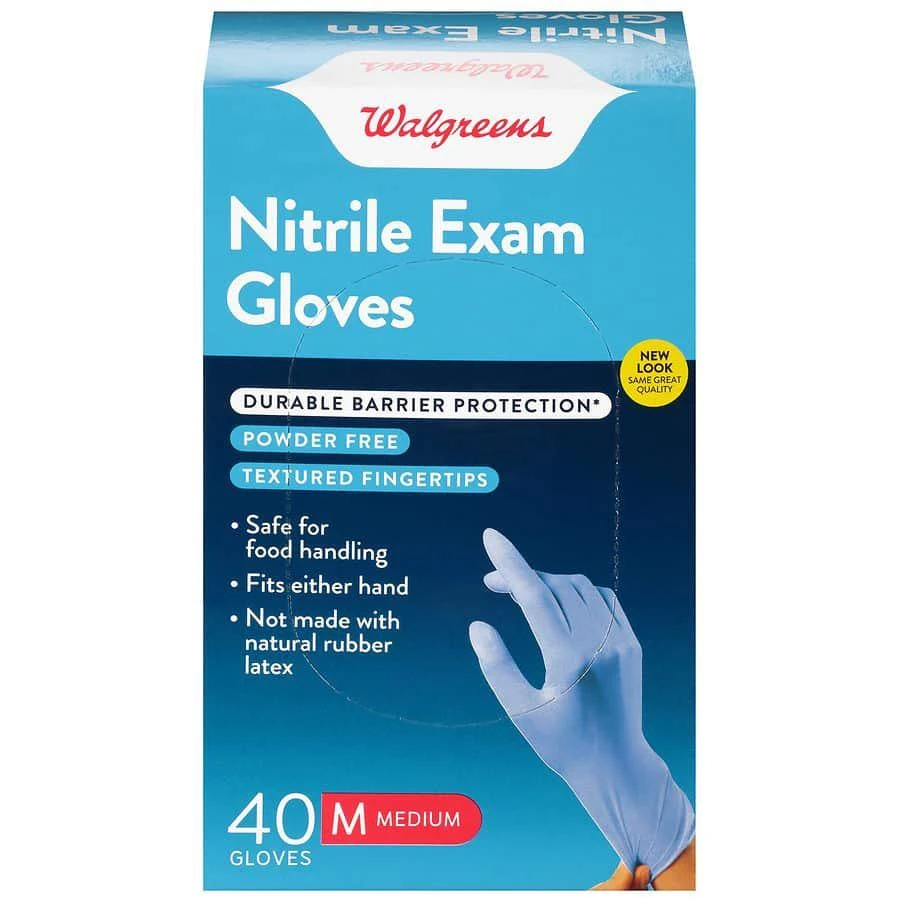 商品Walgreens|Nitrile Exam Gloves Medium,价格¥117,第1张图片