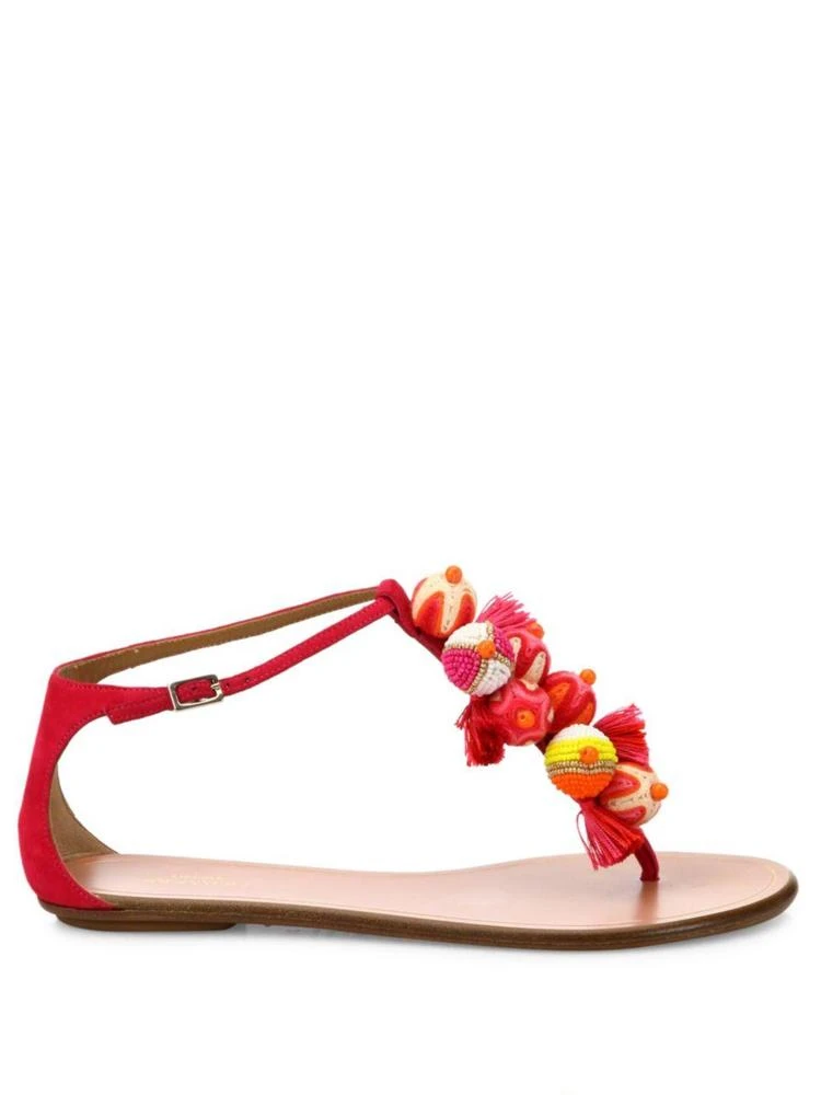 商品Aquazzura|Tropicana Embellished Suede T-Strap Sandals,价格¥1784,第5张图片详细描述