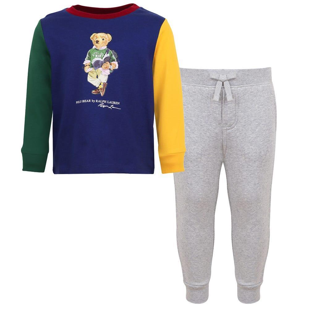 商品Ralph Lauren|Multicoloured Polo Bear Motif Long Sleeve T Shirt & Joggers Set,价格¥780,第1张图片