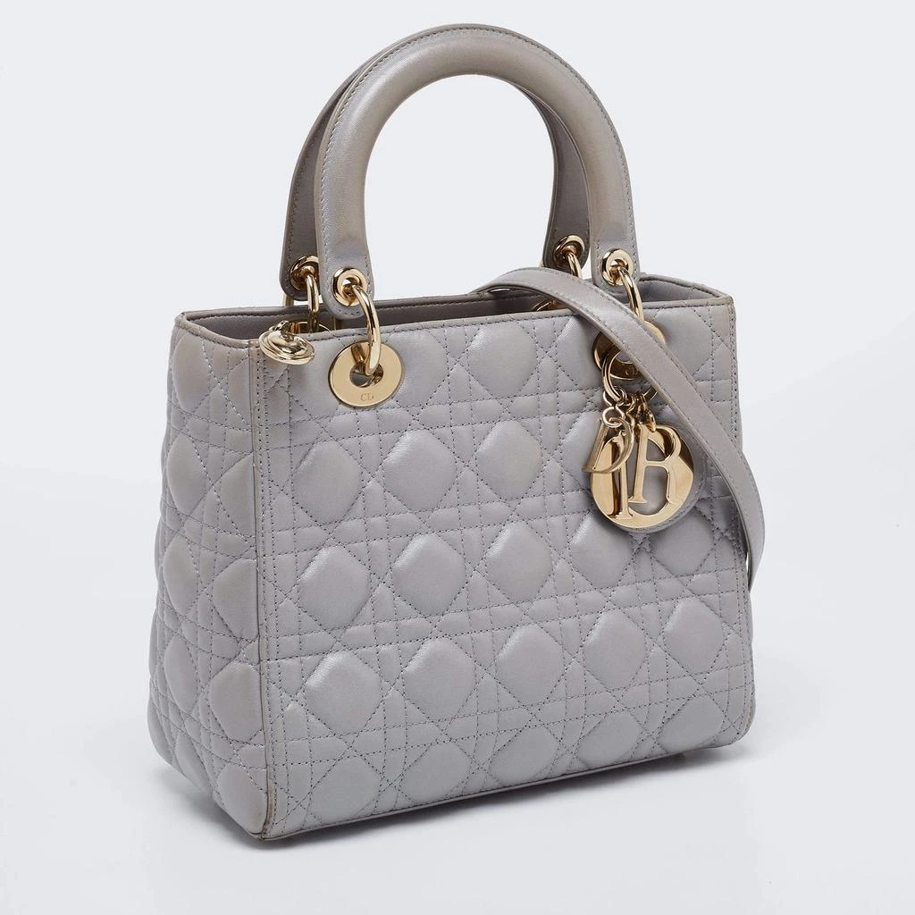 商品[二手商品] Dior|Dior Grey Cannage Leather Medium Lady Dior Tote,价格¥9606,第3张图片详细描述