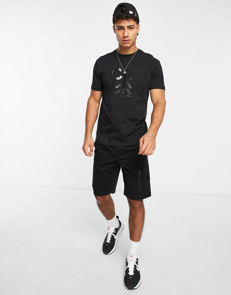 商品Calvin Klein|Calvin Klein triple large logo t-shirt in black,价格¥308,第4张图片详细描述